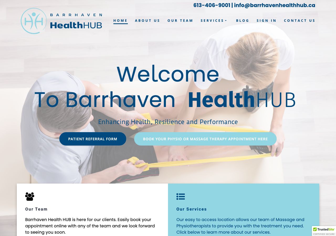 Homepage of Barrhaven Health Hub
