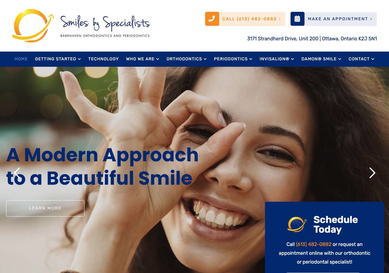 Homepage of Barrhaven Orthodontics and Periodontics