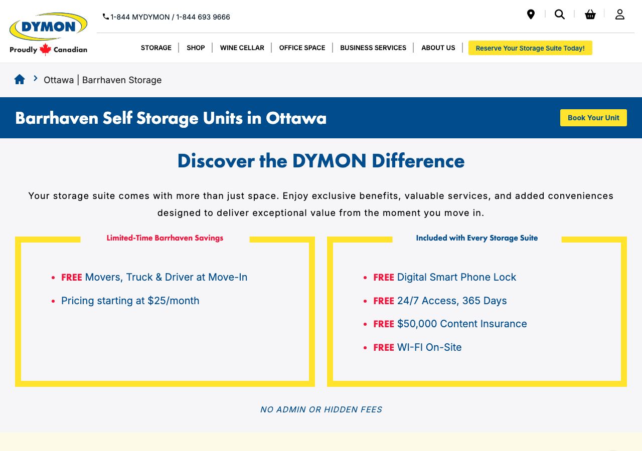 Homepage of DYMON Storage Barrhaven