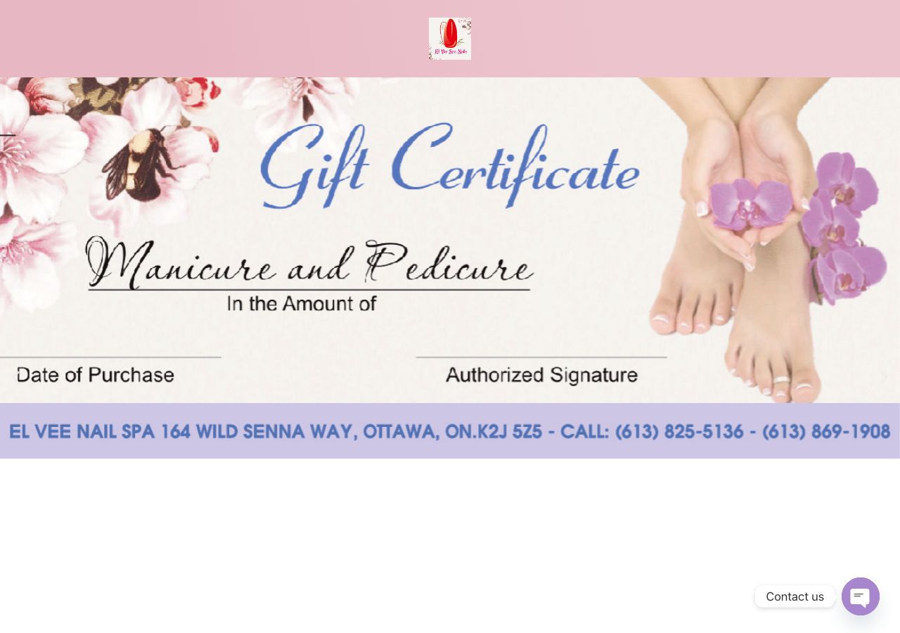Homepage of El Vee Spa Nails